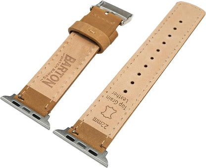 BARTON WATCH BANDS - Top Grain Leather Watch Bands Compatible with Apple Watch Models - 1, 2, 3, 4, 5, 6, 7, 8, 9, 10, SE, Ultra & Ultra 2
