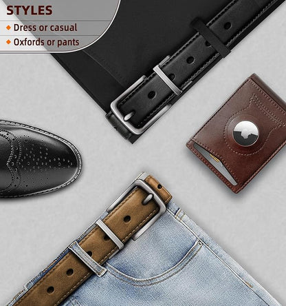 BULLIANT Men's Belt,Reversible Belt Adjustable For Gift Men 1.25”-Cut For Fit-2 Sides in 1 Belt(Not 2)