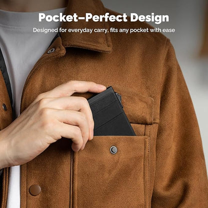 YESIIW Credit Card Holder Wallet for Men RFID Blocking Slim Minimalist Metal Wallet with Money Pocket Contactless Card Protector