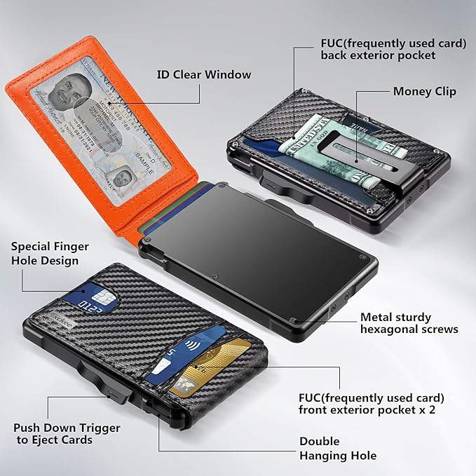 umoven Wallet for Men - with Money Clip Slim Leather Slots Credit Card Holder RFID Blocking Bifold Minimalist Wallet | with Money Clip, Slim, Slots, Credit Card Holder, RFID Blocking, Bifold