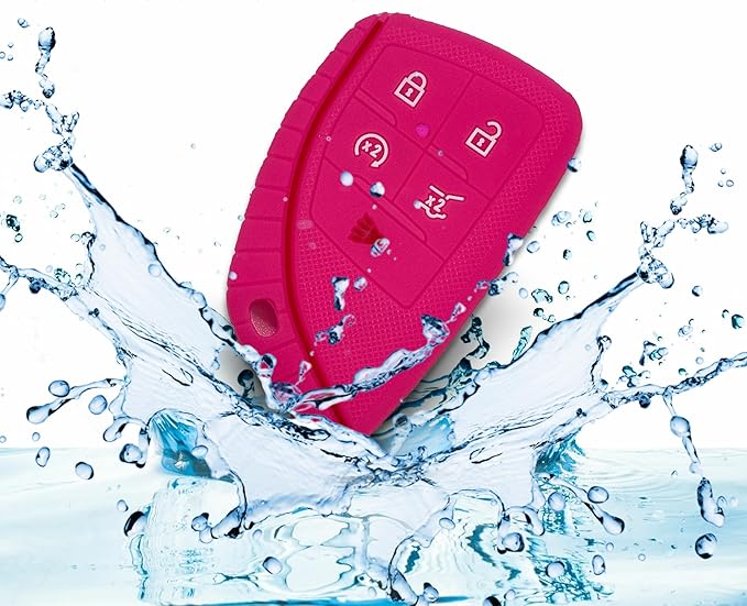 Autobase Silicone Key Fob Cover for 2022 2023 2024 2025 2026 Equinox Silverado 1500 GMC Sierra 1500 | 2024 2025 Silverado Sierra 2026 2500HD 3500HD | 2-Pack in Black & Pink