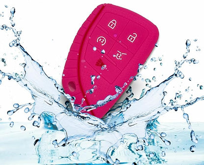 Autobase Silicone Key Fob Cover for 2022 2023 2024 2025 2026 Equinox Silverado 1500 GMC Sierra 1500 | 2024 2025 Silverado Sierra 2026 2500HD 3500HD | 2-Pack in Black & Pink