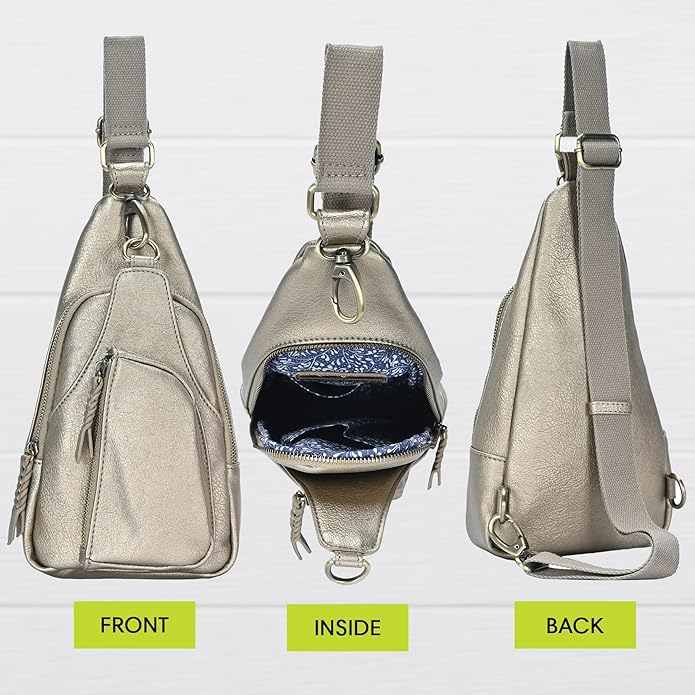 MMS Brands Antik Kraft Tasha Crossbody Sling | Vegan Leather Crossbody Bag for Women with 16-20" Strap | Sling Bags for Women