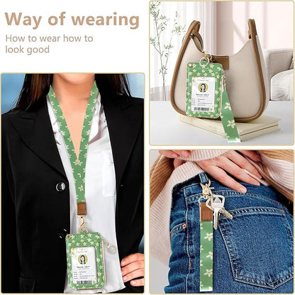 bolimoss 2-in-1 ID Badge Holder & Lanyard Wallet, Frog Mushroom Lanyard for ID Badge Wallet,Lanyard Wallet with Zipper Pocket,Cute Florals Badge Holder with Detachable Neck Wrist Lanyard
