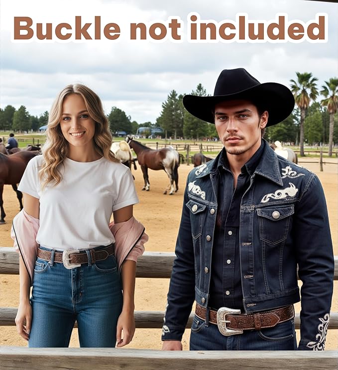 F&L CLASSIC Western Belt without buckle for men – Full Grain Leather Cowboy Belts for jeans - One Piece Leather strap belt