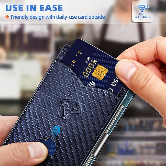 BULLIANT Men Wallet Airtag&Standard Use,Slim Front Pocket Wallet Money Clip for Gifg Men RFID Blocking 11Cards
