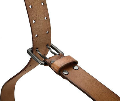 CHAOREN Work Belts for Men Heavy Duty - 1.5" Full Grain Leather Belt Casual - Fully Adjustable, Double Prong