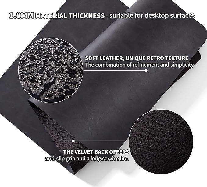 RENMTURE Large Mouse Pad and Keyboard Wrist Rest, Desk Pad for Keyboard and Mouse, Large Gaming Mouse Pad with Wrist Support, Desk Mat for Work and Gaming (Black)
