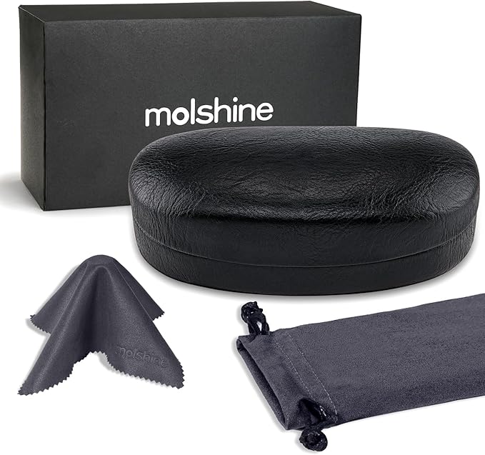 molshine Hard Shell Sunglasses Case,Classic Large Glasses Case for Sunglass, Eyeglasses with Cleaning Cloth, Pocket
