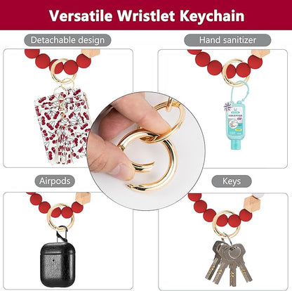 KNGITRYI Wallet Keychain Wristlet for Women,Slim RFID Credit Card Holder Purse Tassel Keychain Bangle Key Ring for Men Women