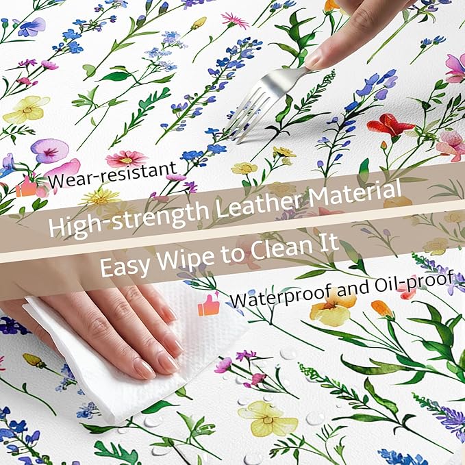Mouse Pad Leather Desk Mat Large Keyboard Cute Office Desktop Computer Laptop XXL Long Big Aesthetic Modern Design Women Girls Gaming Gamer Oversized Wide Mousepad 31.5"x15.7", White Floral