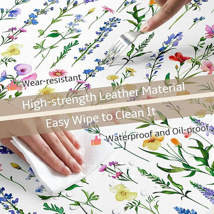 Mouse Pad Leather Desk Mat Large Keyboard Cute Office Desktop Computer Laptop XXL Long Big Aesthetic Modern Design Women Girls Gaming Gamer Oversized Wide Mousepad 31.5"x15.7", White Floral