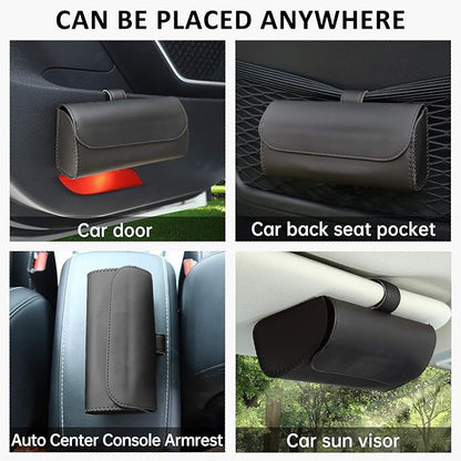 Accmor Glasses Holder for Car Sun Visor, 2 Pack Vehicle Sunglasses Holders Case with Hidden Magnetic Closure, Universal Fit Leather Auto Eyeglasses Organizer Box Eyeglass Hanger Clip Car Accessories
