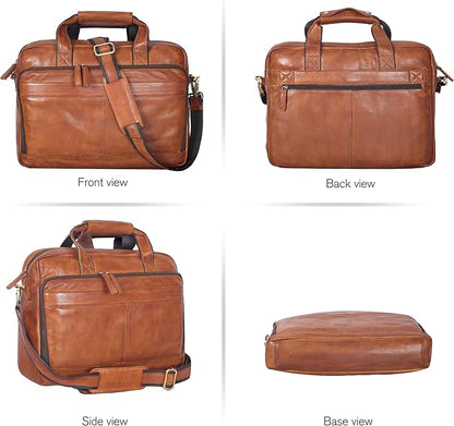 Oak Leathers Leather Messenger Bag for Men and Women - Laptop Briefcase Bag For College, Office, Adjustable Shoulder Strap