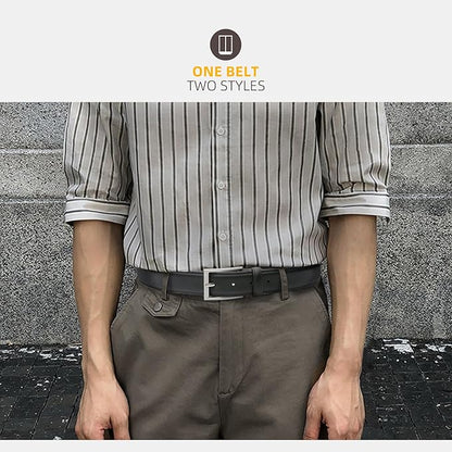 Mens Genuine Leather Dress Belt Classic Casual Belt with Single Prong Buckle for Jeans Pants Work and Business
