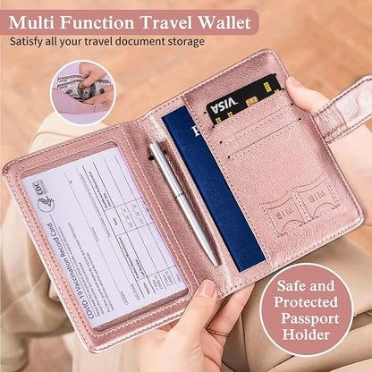 TIGARI Passport Holder for Travel Women Men, PU Leather Waterproof RFID Wallet Cover Case Sleeve, Valentines Day Gifts, Vacation Plane Cruise Travel Document Organizer Essentials