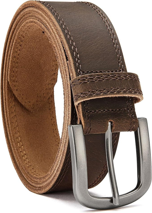 CHAOREN Full Grain Leather Belt for Men, Work Belts for Men Heavy Duty, Daily Wear for Jeans Pants