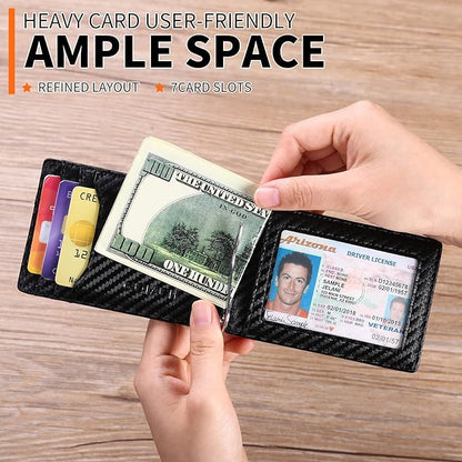 Wallets for Men Slim Leather Money Clip Mens - RFID Blocking Front Pocket Bifold Wallet Credit Card Holde