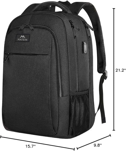 MATEIN Extra Large Travel Backpack, TSA Friendly 18.4 Inch Laptop Backpack, Anti Theft Flight Approved Business Work College Computer Backpack Big Bag for Women Men, Black