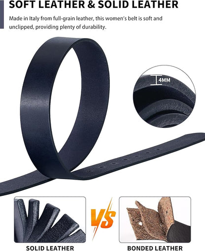 Womens Belts for Jeans Genuine Leather Belt Vintage Solid Brass Circle buckle Gift Box Packaging