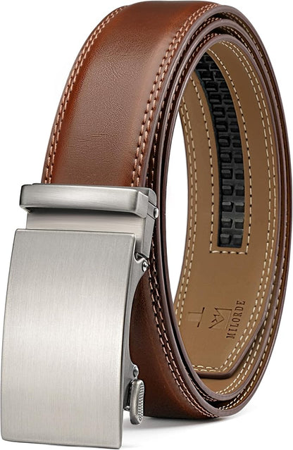 MILORDE Men's Leather Ratchet Belt - 35mm - Customizable Fit