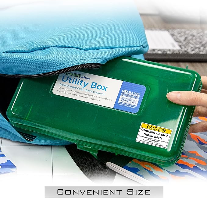 BAZIC Products Plastic Pencil Case Utility Storage Box, COLOR VARY Organizer for Pens Pencils, 1-Unit