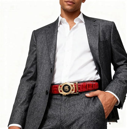 Barry.Wang Mens Belts Leather Ratchet Automatic Buckle Slide Click 1 3/8" Designer Dress Fashion Classic Casual Work Business
