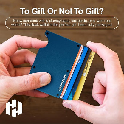 Hayvenhurst Wallet for Men - Slim RFID Blocking Metal Wallet with Cash Strap, Minimalist Front Pocket Credit Card Holder, Small Mens Wallet