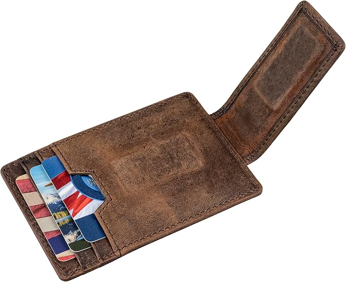 BULL GUARD Magnetic Money Clip Men's Wallet Crafted from Genuine Leather, Slim Front Pocket Minimalist Card Case RFID Secure | Magnetic Money Clip, Slim, Front Pocket, Minimalist, Card Case