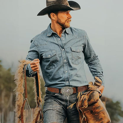 SANSTHS Western Cowboy Ratchet Belts for Men Women Leather Cowboy Belt with Automatic Western Buckle for Jeans Gifts