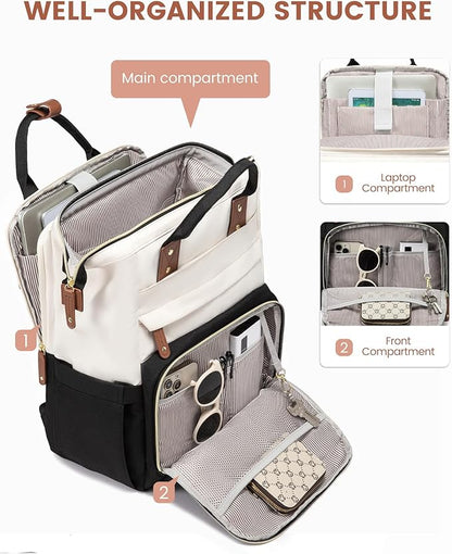 LOVEVOOK Laptop Backpack for Women, 15.6'' Waterproof Nurse Bag Teacher Work Backpack Purse for Women, Travel Computer Backpack for College Office Business Ladies