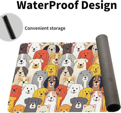 Positively Adorable Dog Desk Mat - 31.5 * 15.75in Desk Pad, Large Non-Slip PU Leather Pad for Aesthetic Home Office & Gaming,A Gift for Dog Lovers