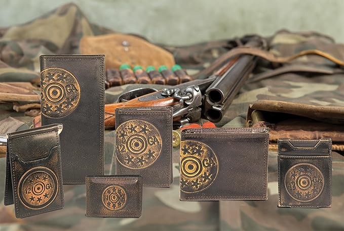 ZEP-PRO Shotshell Burnished Leather Magnetic Front Pocket Wallet, Slim Stylish for Men