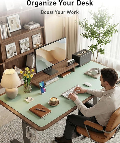 Aothia Faux Leather Desk Mat - Large Mouse Pad, Non-Slip PU Leather Blotter, Waterproof Writing Surface for Office and Home (Aqua, 40" x 24")