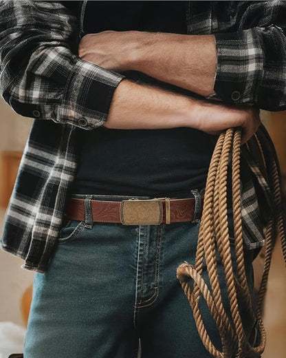 CHAOREN Mens Belt Leather Ratchet Belt - Customizable Fit, Effortless Style (35mm)
