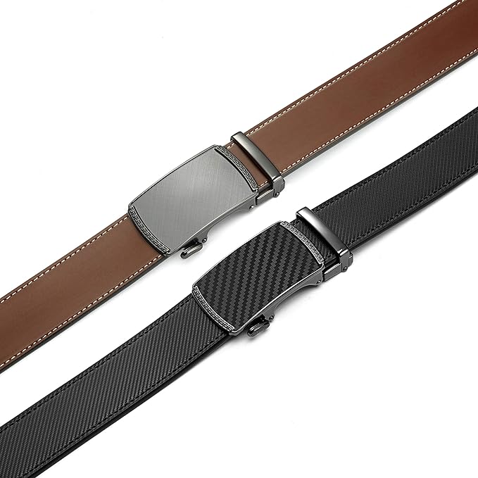 CHAOREN Mens Belt Leather Ratchet Belt 2 Pack - Customizable Fit, Effortless Style (35mm)