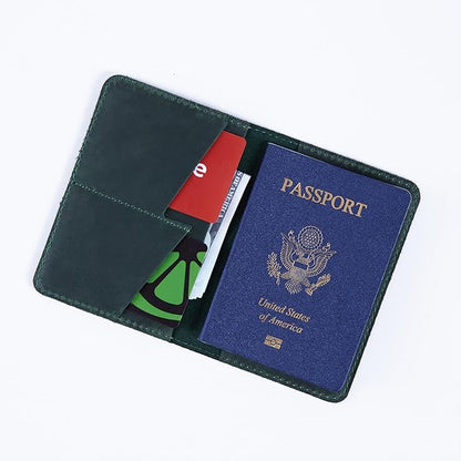 INCARNE US Leather Passport Holder for Travel - Passport Case - Passport Wallet for Men - Passport Cover for Women Sleeve Protector - Travel Essentials Vacation Luggage Travel Gifts - Vintage Green