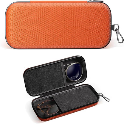Double Eyeglasses Case Dual Sunglasses Case Hard Shell Glasses Case with Clip Metal Carabiner Travel