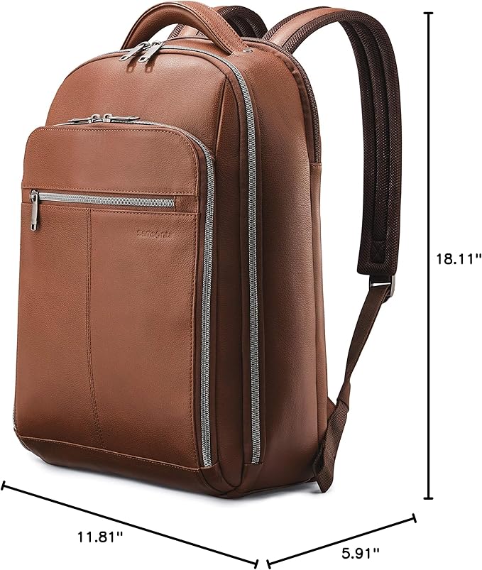 Samsonite Classic Leather Backpack, Cognac , One Size