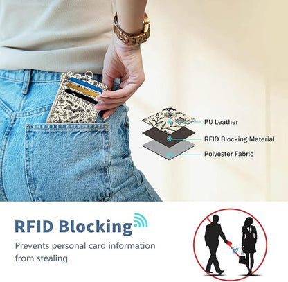 Lanyard Wallet with Id Badge Holder, Gothic Bat RFID Small Keychain Wallet Women Wristlet, Cute Zipper Credit Card Holder Phone Wrist Neck Strap for Key Name Tag, Teacher Student Office Gifts