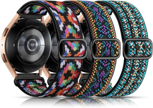 Lerobo Elastic Bands Compatible with Samsung Galaxy Watch 8 7 6 5 4 40mm 44mm/Galaxy Watch 8 Classic 6 4 Classic 43mm 47mm 42mm 46mm/5 Pro Band 45mm/Active 2,3 Pack 20mm Adjustable Nylon Sport Band