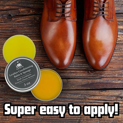 G.B.S Leather Milk Conditioner & Cleaner All Natural, Non-Toxic Leather Cleaner 5 Oz Healing Balm Restores Dry, Cracked Scratched Leather with Sponge - Pack of 3