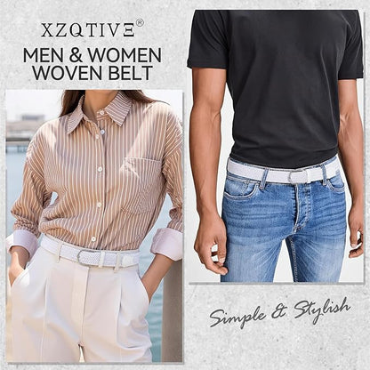 XZQTIVE Braided Belt Stretch Belt for Men and Women Multicolored Woven Golf Belt Elastic Jean Belts