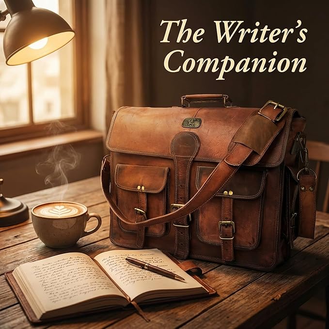 cuero Leather Messenger Bag for Men, 18 Inch Laptop Crossbody, Handmade Leather Shoulder Satchel Bag for Men, Full Grain Business Briefcase for Office/Work/Travel - Vintage Brown