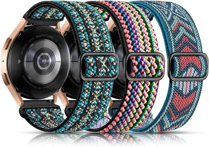 Lerobo Elastic Bands Compatible with Samsung Galaxy Watch 8 7 6 5 4 40mm 44mm/Galaxy Watch 8 Classic 6 4 Classic 43mm 47mm 42mm 46mm/5 Pro Band 45mm/Active 2,3 Pack 20mm Adjustable Nylon Sport Band