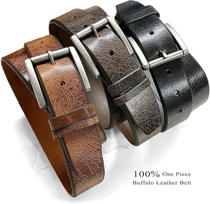 BS304 Genuine Full Grain Vintage Leather Belt Strap or Belt with Buckle_1-1/2"(38mm) wide