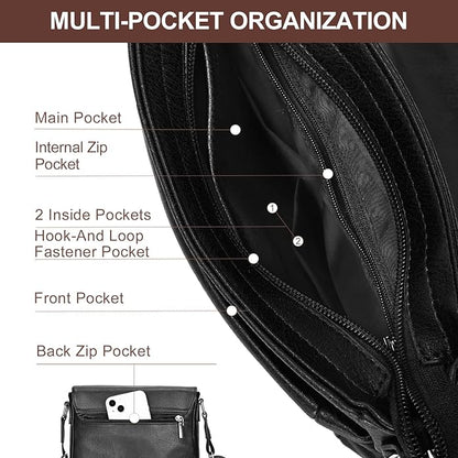 Leathario Men's Crossbody Bag, Vegan Leather, Shoulder Purse Side Sling Satchel, Small Messenger for Travel Work Daily