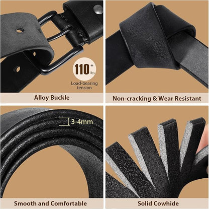 Men's Leather Belt Full Grain Leather Belts for Men Handmade Real Solid Top-Grain Leather Heavy-Duty Work Belt Gifts