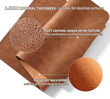 RENMTURE Large Mouse Pad and Keyboard Wrist Rest, Desk Pad for Keyboard and Mouse, Large Gaming Mouse Pad with Wrist Support, Desk Mat for Work and Gaming (Brown)