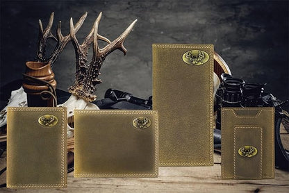 ZEP-PRO Buck Vintage Tan Leather Magnetic Front Pocket Wallet, Slim Stylish for Men